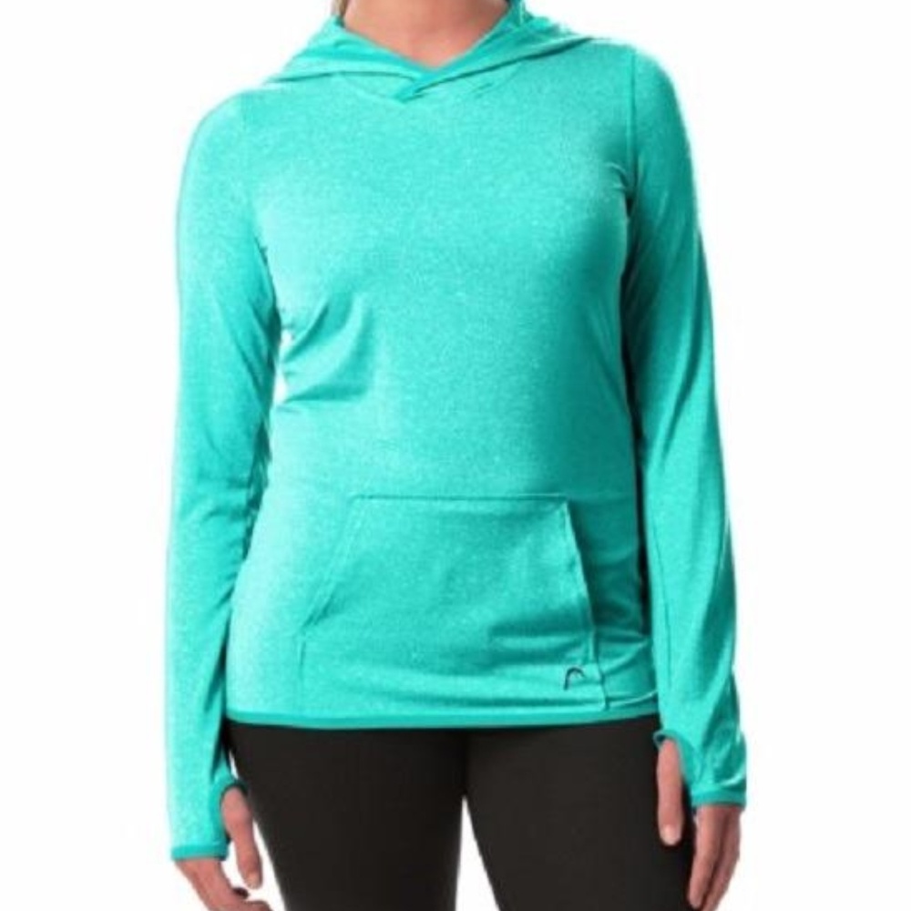 New HEAD Hoodie Pullover Heathered Green Slim Fit